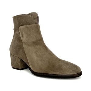 Sesto Meucci Foss Ankle Boot Fango Suede Zip Bootie Heel Size 10 Taupe Neutral